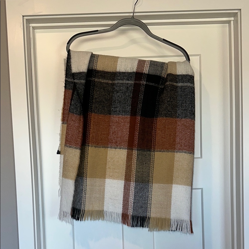 Plaid Wool Blanket Scarf